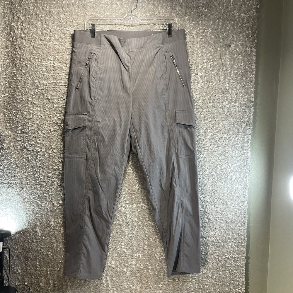 Chico's Cargo Pants Tapered Pull On Gray 1.5, 10 Casual Nylon Casual Zip Pockets